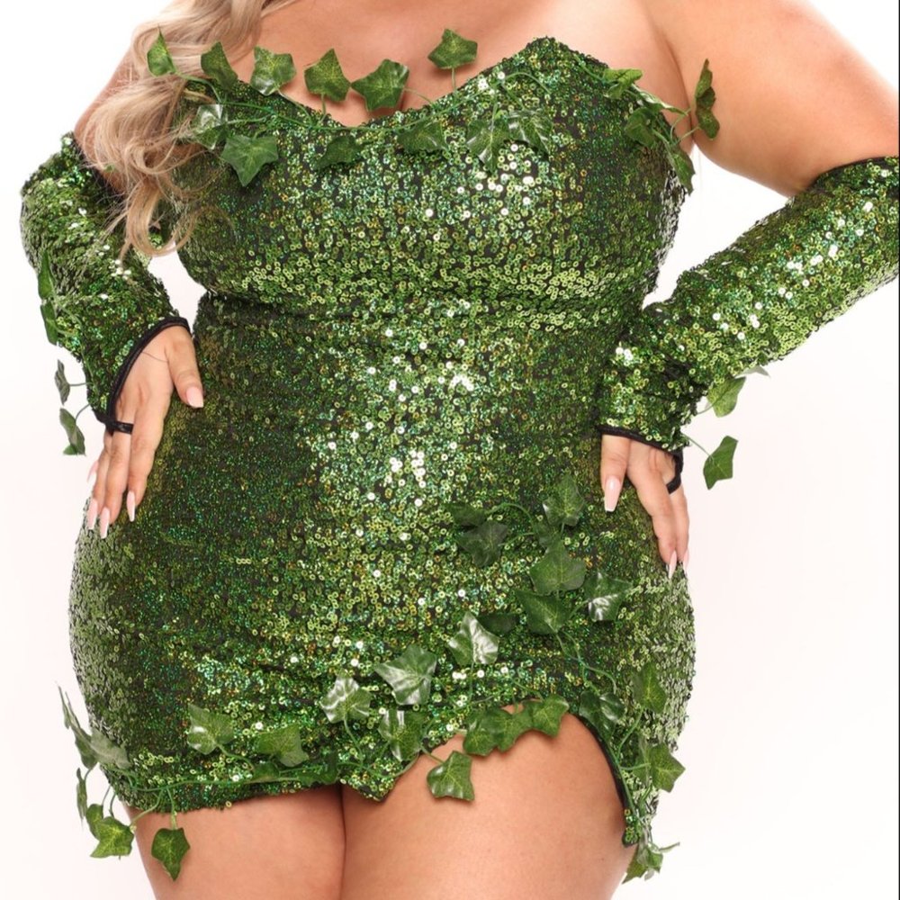 SOLD * 4 PC POISON IVY SEQUIN HALLOWEEN COSTUME FASHION NOVA